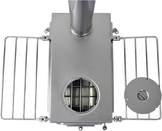Winnerwell Woodlander Double-View Large Tent Stove | Portable wood Burning Tent Stove for Tents, Shelters, and Camping | 1500 Cubic Inch Firebox | Stainless Steel Construction | Includes Chimney Pipe