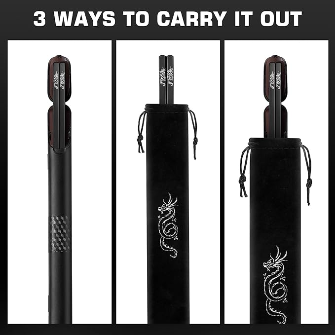 Youda Pure TITANIUM Chopsticks 1 Pairs with Black Carrying Case Ultralight and Reusable Chopsticks for Camping, Home, Travel