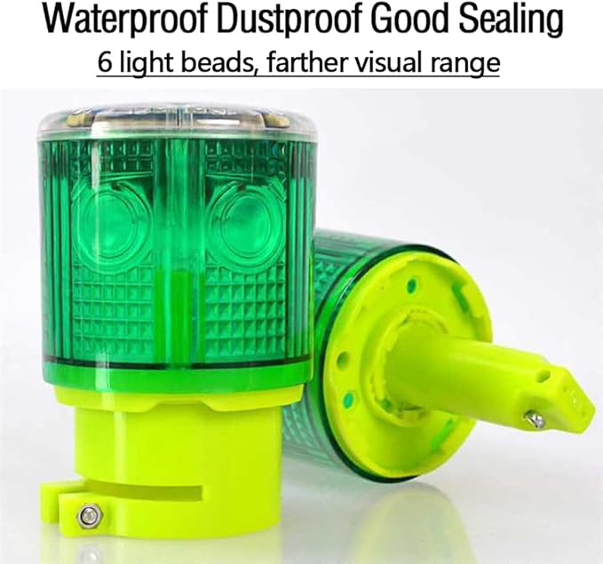 Solar Strobe Warning Light, Super Bright Single Column Solar Emergency Strobe Warning Light Flashing Barricade Safety Road Construction Traffic Flicker Beacon Lamp (Green)