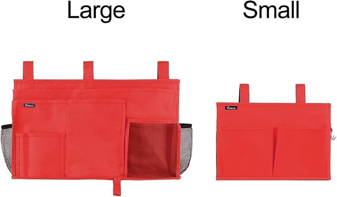 Surblue Caddy Hanging Organizer Bedside Storage Bag for Bunk and Hospital Beds, Red, Small