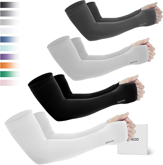 GOUNOD Sun Protection Cooling Arm Sleeves with Thumb Holes - Gardening Outdoors Sports Workouts Sunscreen Arm Sleeves