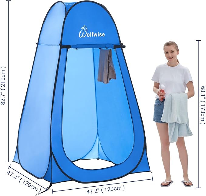 Wolfwise Pop Up Changing Tent for Beach, Camping Portable Shower Tents, Outdoor Privacy Bathroom, Change Dressing Clothes Porta Potty Tent Pop Up Instant for Camp, Toilet, Blue