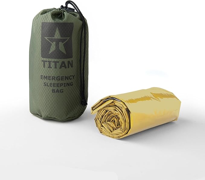 TITANSurvival Emergency Sleeping Bags for Survival 36” x 78” - 90% Heat Retention, 41% Thicker & Waterproof - Durable Survival Sleeping Bag for Cold Weather Camping - Thermal Sleeping Bag Outdoor Use