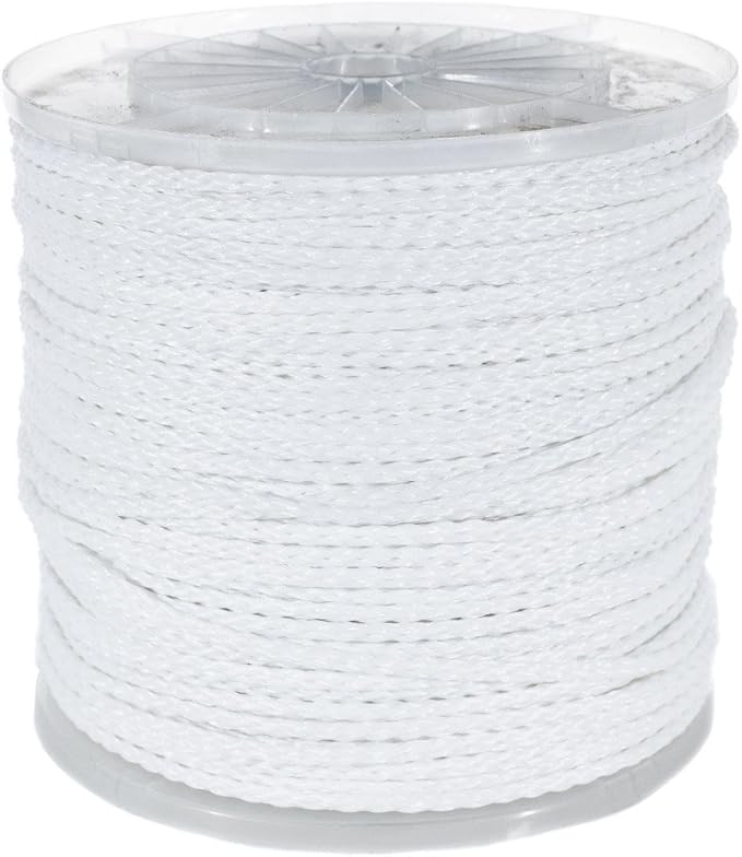 Hollow Braid Polypropylene Rope (1/4 Inch, 1000 Feet, White) - Barrier Rope - Trail Marking, Crowd Control, Golf Courses