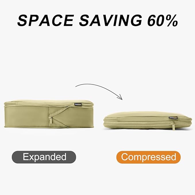 6 Set Compression Packing Cubes for Travel Essentials, Luggage Organizers for Suitcases (Bright Yellow)