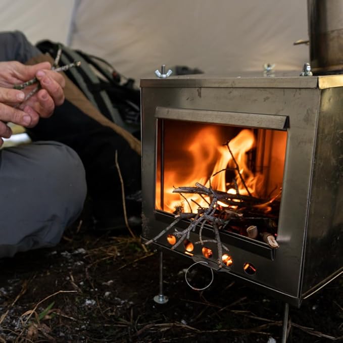 Seek Outside Titanium Wood Stove for Backpacking Camping Hunting | Large Standard Stove With 7.5' Pipe