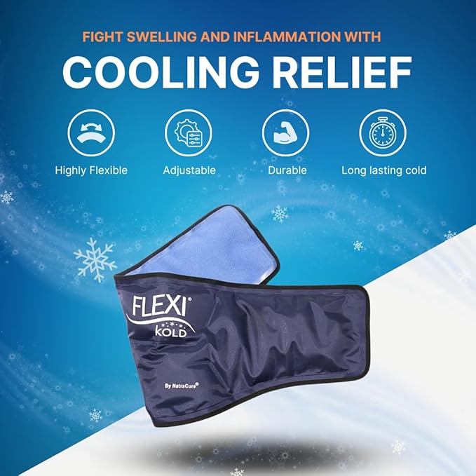 FlexiKold Neck Ice Pack Wrap with Straps Reusable, Flexible Neck Pain Relief, Cold Compress, Cooling Wraps - 6301-COLD-STRAP