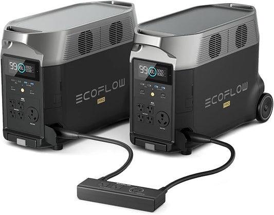 EF ECOFLOW 240V/7200Wh, 7200W Home Battery Backup: 2 DELTA Pro with Double Voltage Hub, Lifepo4 Power Station, Electricity Generator for Home Use, Blackout, Emergency