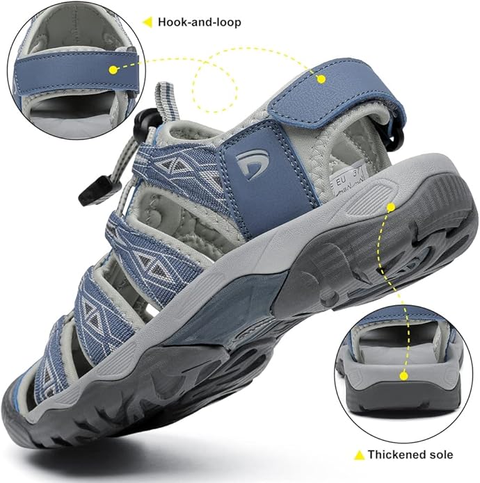 Dannto Women's Sport Hiking Sandals Closed Toe Outdoor Athletic Walking Sandal Lightweight Summer Water Shoes