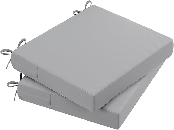 AAAAAcessories Outdoor Seat Cushions for Chairs, Waterproof, Fade-Resistant Patio Furniture Replacement Cushions, 20" x 18" x 3", Set of 2, Gray