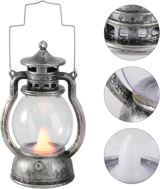 Small Vintage Camping Hanging Lantern , 4inch LED Vintage Lantern Metal, Water and Impact-Resistant Camping lightswith Carry Handle Light Study Room Bedroom 4.92 Inch