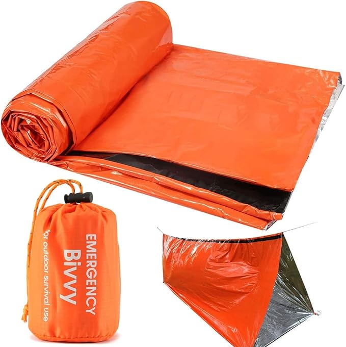 Emergency Sleeping Bag - Lightweight Survival Sleeping Bag Waterproof Thermal Bivy Sack Tent Portable Emergency Blanket Survival Gear for Camping Hiking Outdoor Adventure Activities