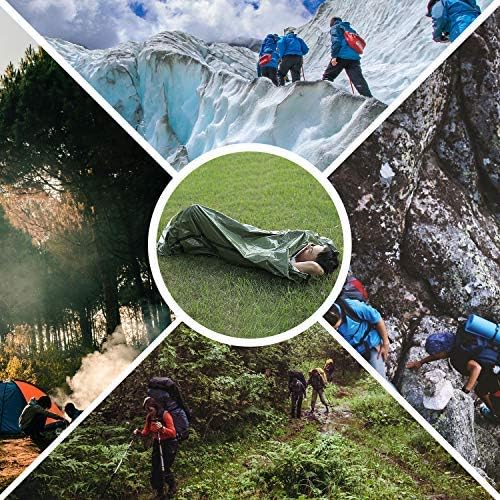 Delmera Emergency Sleeping Bag, Lightweight Survival Sleeping Bags Waterproof Thermal Emergency Blanket, Bivy Sack Survival Gear for Outdoor Adventure, Camping, Hiking, Orange, Green