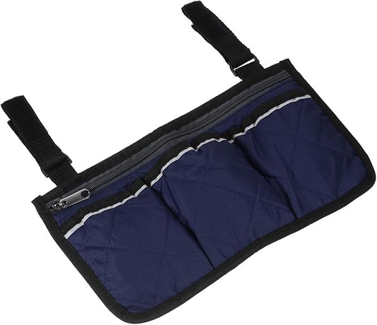 YOKIVE Armrest Organizer, Waterproof Chair Snack Storage Bag with Straps, Great for Camping Beach Daily Use, (Dark Blue, 4 Pockets)