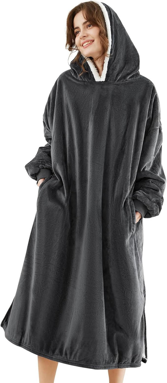 LetsFunny Blanket Hoodie,Oversized Wearable Sherpa Fleece Blanket Sweatshirt,Super Soft Warm Cozy with Giant Pocket,Gifts for Women Men Adults Teenagers Kids, One Size Fits All