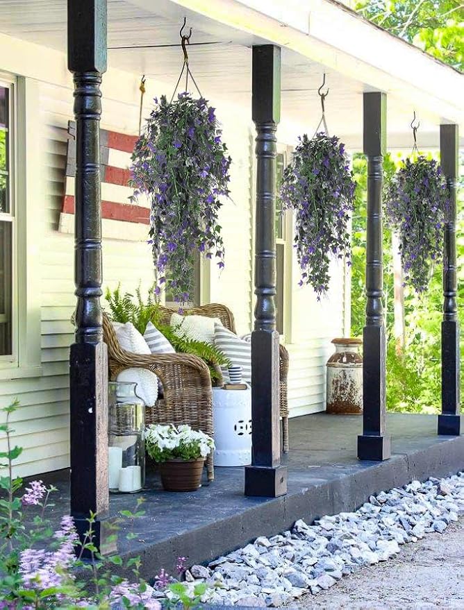 Artificial Ivy Vines Fake Plants Artificial Hanging Plants Faux Hanging Ivy Leaves Artificial Plants UV Resistant Plant for Outdoor Terrace Garden Decoration Indoor Bathroom Wall Decor(Purple)