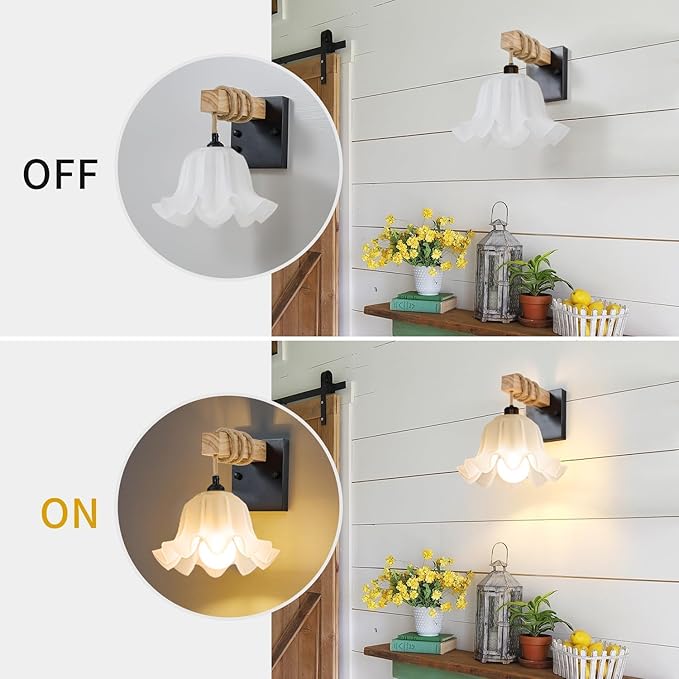 Plastic Lampshades Set of 2, Flower Lampshades 3.7" Top x 7.7" Bottom x 4.5" High, Seaside village Table lamp, Floor Lamps, Pendant Light, Wall Light Replacement Lampshade