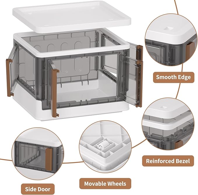 HAIXIN Cube Storage Bins with Lids, organization and storage with 4 Doors, Stackable Storage Containers, 6.86 Gal Collapsible Closet Organizer, 1 Pack