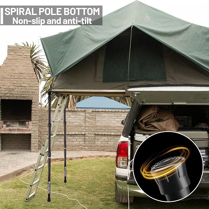 Tarp Poles Adjustable Heavy Duty, XINCAMPING Tent Poles Aviation Aluminum 7.7FT Lengthen and Thicken with Protection Cap Awning Poles Set of 2 for Camping Hiking