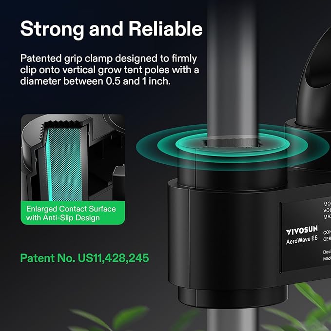 VIVOSUN AeroWave E6 Gen2, Grow Tent Clip Fan 6”, EC Motor, Smart Control, Powerful Oscillating Fan, Local Timer, Weatherproof IP54, for Hydroponics Circulation Cooling, Black