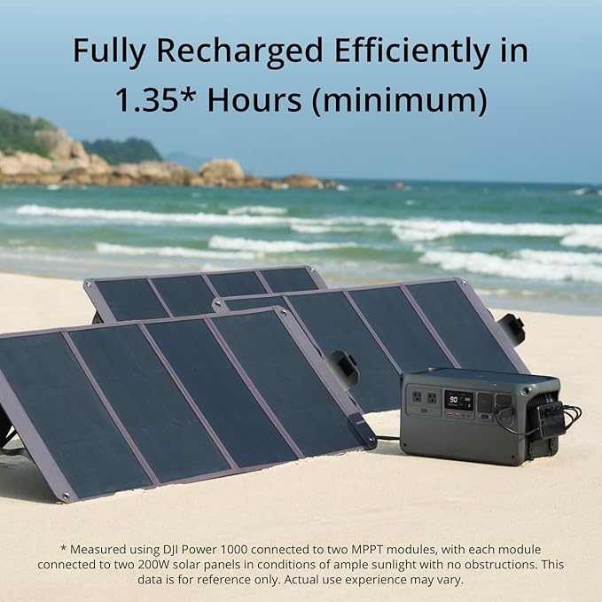 DJI Power 1000 Portable Power Station, 1024Wh Solar Generator with 1x 100W Solar Panel, 4000-Cycle-Life LFP(LiFePO4) Cell, 70-Minute Fast Charging, 2200W Stable Output,Solar Generator for Home Backup