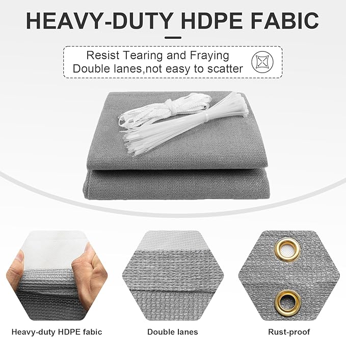 Cool Area Sun Shade Cloth with Grommets 10×23 FT Shade Panel Shade Tarp Screen Fabic for Outdoor Patio Pergola Cover Deck Garden, Silver (Customized)