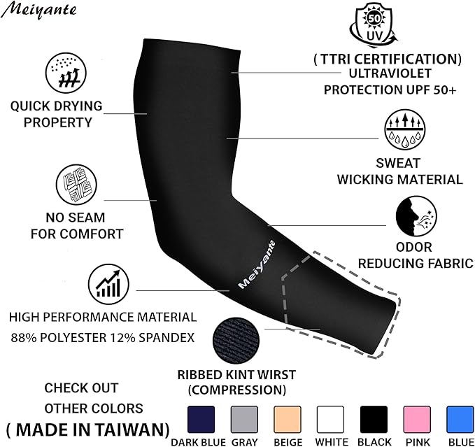 Arm Sleeves for Men Women Work 1 Pair UV Sun Protection UPF Long Sleeves Tattoo Cover Up Sleeves to Cover Arm Sleeves Cooling