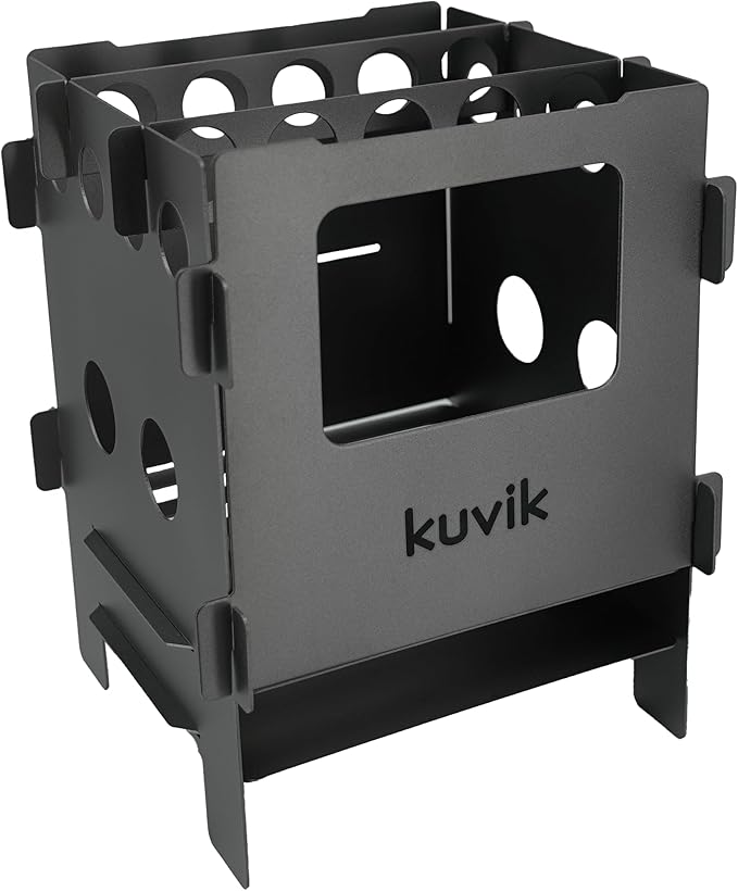 Kuvik Compact Titanium Wood Stove - Ultralight and Compact Stove for Backpacking, Camping, and Survival