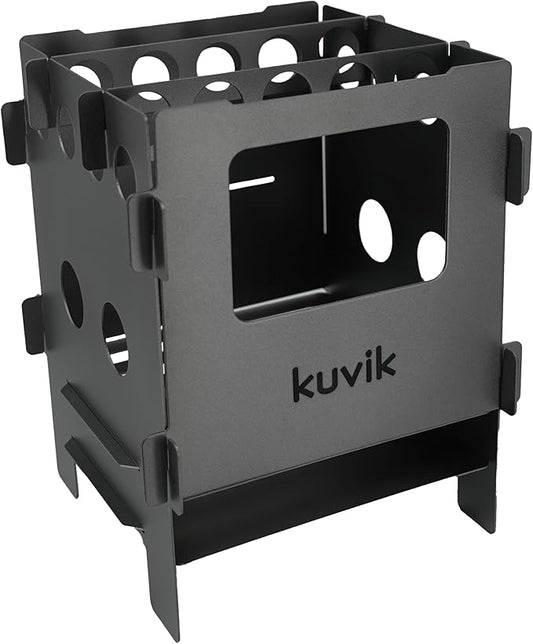 Kuvik Compact Titanium Wood Stove - Ultralight and Compact Stove for Backpacking, Camping, and Survival