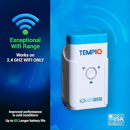 TEMPIQ Remote WiFi Temperature & Humidity Sensor - App Integration, Alerts, Helps Monitor 2nd Home, AirBnb, RV, Pets,Freezer and Server Room, Indoor & Outdoor Hygrometer & Thermometer