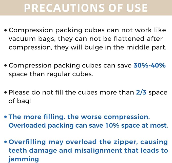 BAGAIL 4 Set/6 Set/8 Set Compression Packing Cubes Travel Accessories Expandable Packing Organizers (Half Mesh, 6-Beige)