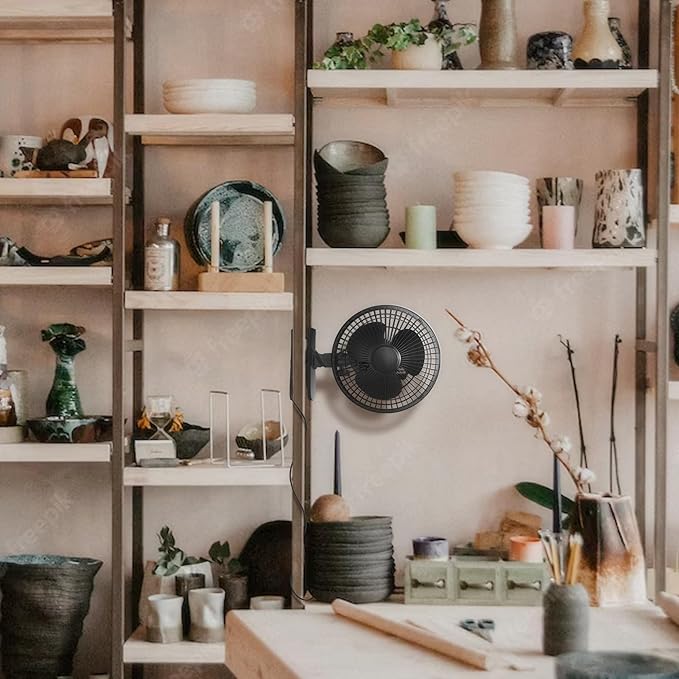 JOEY'Z 6 INCH - 2 Speed - Adjustable Tilt, Whisper Quiet Operation Clip-On-Fan with 5.5 Foot Cord and Steel Safety Grill (1, 6" Fan with 5 FT Cord)