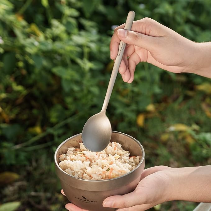 Boundless Voyage Titanium Cutlery Set Portable Camping Tableware Chopsticks Knife Fork Spoon Set for Home Travel (3 PCS SET)