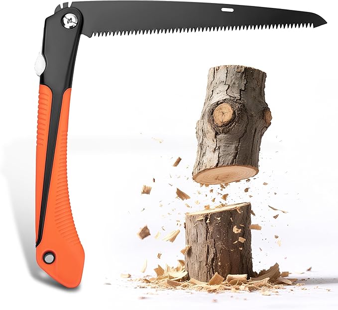 Folding Hand Saw 10 Inch Portable Foldable Pruning Saw with Triple-Cut SK5 Blade for Gardening Wood Cutting Tree Trimming Outdoor Camping Hunting Survival