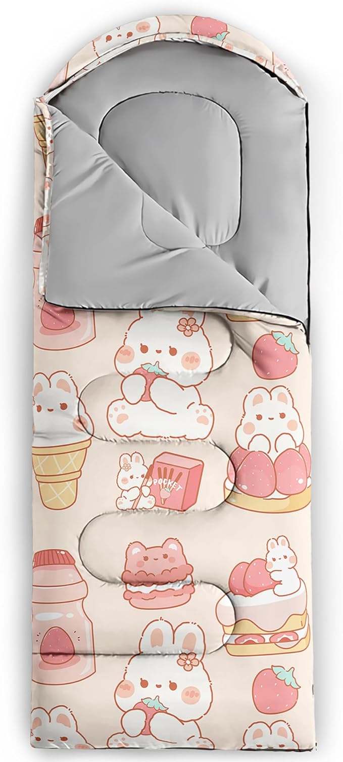 QOOMO Camping Sleeping Bags,3 Season Warm & Cool Weather,Lightweight,Waterproof Sleeping Bags for Adults & Kids,Traveling,and Outdoors,Camping Gear Equipment