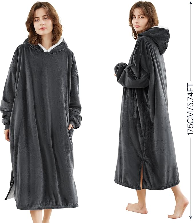 LetsFunny Blanket Hoodie,Oversized Wearable Sherpa Fleece Blanket Sweatshirt,Super Soft Warm Cozy with Giant Pocket,Gifts for Women Men Adults Teenagers Kids, One Size Fits All