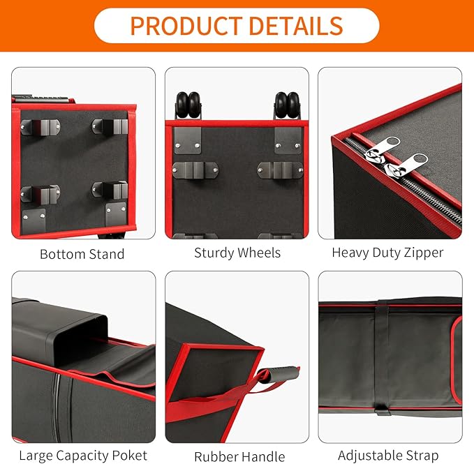 10 x 10 x 62 inch Tent Bag Replacement Part, Designed for 10 x 10 pop-up Tents, Comes with Handles and Rollers for Easy Carrying. Made of 800D Waterproof Oxford Fabric, Durable and Waterproof.