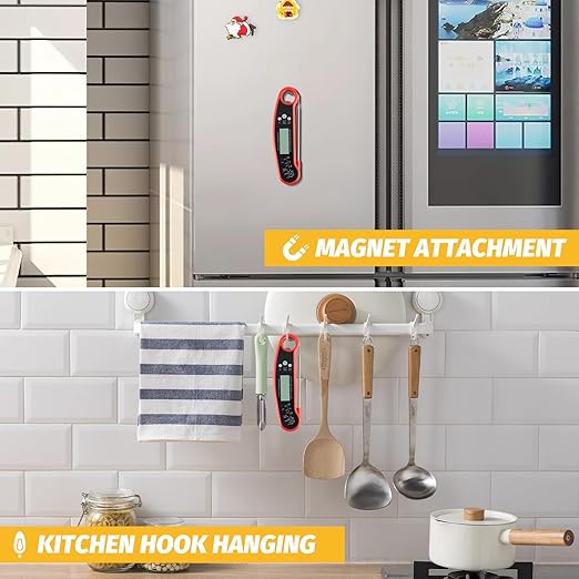 Meat Thermometer Digital, Waterproof Instant Read Cooking Thermometer with LCD Backlight, Magnetic Back & Bottle Opener for Kitchen, Baking, Sous Vide, Outdoor Grilling,Candy Making