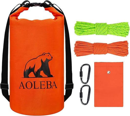 AOLEBA Bear Bag Hanging System Kit, Ultralight Bear Canister for Backpacking, Camping Food Storage Bear Proof Food Storage, 10L Bear Food Bag Survival Bag with Reflective Paracord Rope for Outdoor