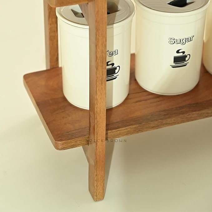 Premium Zen Organizer | 2-Tier Wooden Spice Rack | Kitchen Countertop Shelf | Tiered Shelf Organizer | Grocery Rack (41 x 23 x 38 Cm)