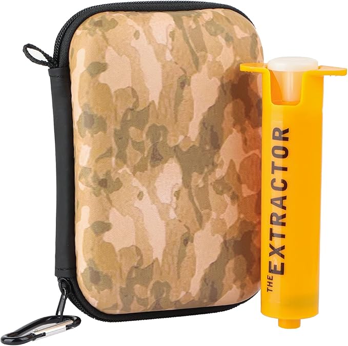 Snake Bite Kit, Bee Sting Kit, Emergency First Aid Supplies, Venom Extractor Suction Pump, Bite and Sting First Aid for Hiking, Backpacking and Camping. Includes Bonus CPR face Shield (Camouflage)