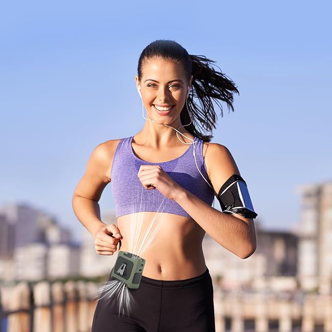 Portable Fan Wearable Personal Fan with 5 Speed Max 55 Working Hours Low Noise Portable Neck Fans Cooling Waist Fans for Camping Traveling LED Power Display 10000mAh Rechargeable (Dark Green)