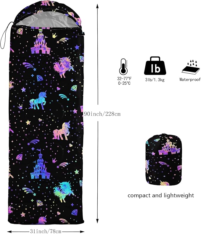 QOOMO Camping Sleeping Bags,3 Season Warm & Cool Weather,Lightweight,Waterproof Sleeping Bags for Adults & Kids,Traveling,and Outdoors,Camping Gear Equipment