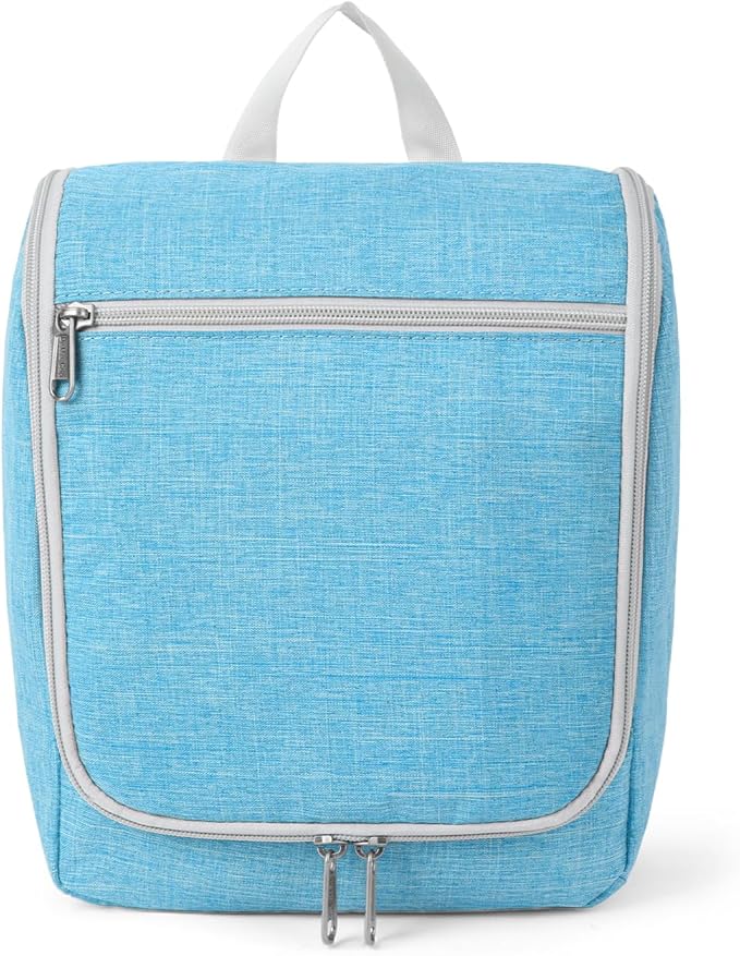 Della Gao Hanging Toiletry Bag for Men & Women, Portable Travel Cosmetic Makeup Bag Toiletries Organizer Kit, Water Resistant Bathroom Bag, Blue