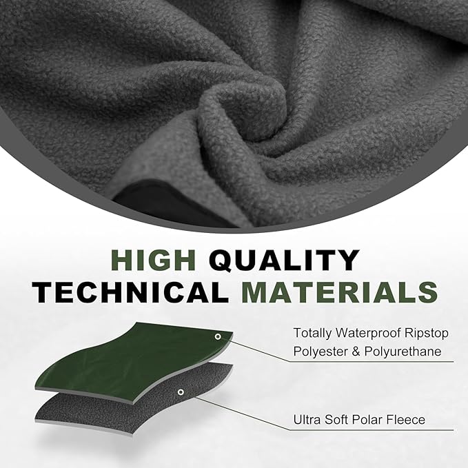 Fleece Waterproof Outdoor Blanket - Windproof Stadium Blanket for Camping, Picnics, and Sports Stay Dry and Comfortable 80"x 58"