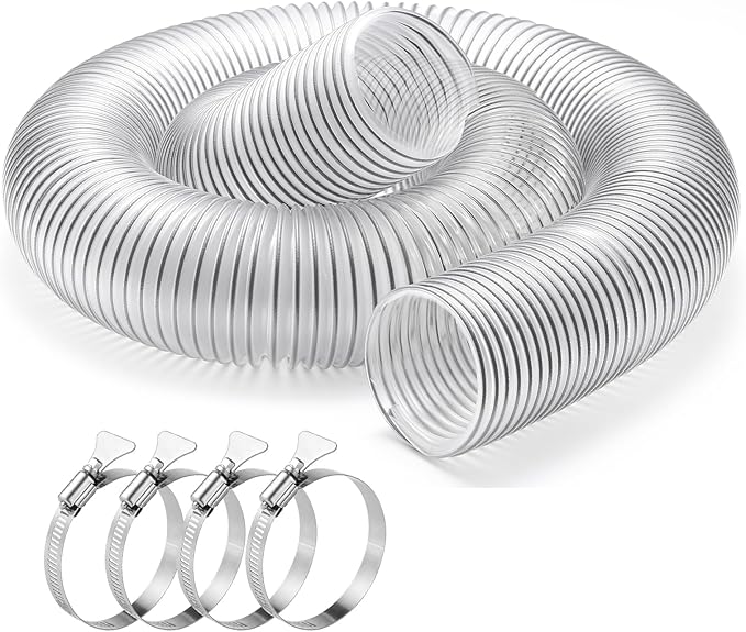 2-1/2"x10'Dust Collection Hose(Black Wire),2 1/2 Inch Dust Collection Tube with 304 Stainless Steel Hose Clamps,PVC 2.5 Collector Flexible Tube- Puncture Resistant