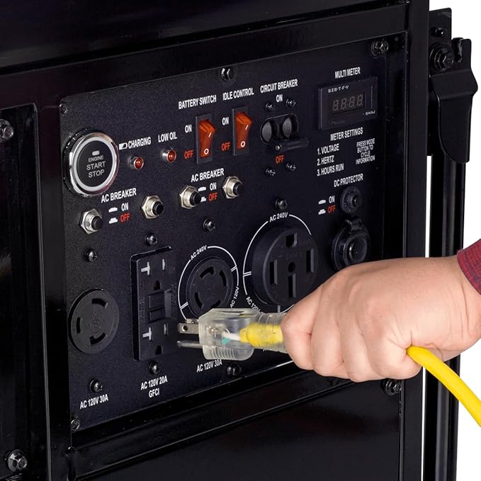 DuroMax XP13000E 13,000-Watt Gas Powered Portable Generator - Electric Start, Whole Home Backup Power, Transfer Switch Ready, RV & Emergency Ready