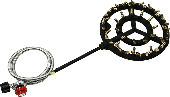 Propane Jet Burner with 44 Brass Tips - Perfect for Camping, Turkey Frying, and More with Stove Buddy JB-44LP(Propane Gas 44 Tips & Regulator)