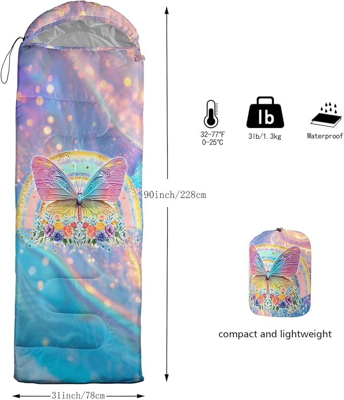 Print sleeping bag,sleeping bags,Outdoor Camping Sleeping Bag，Suitable For Children Boys And Girls Portable,Waterproof,Compact And Lightweight,Great For Outdoor Camping,Backpacking And Hiking