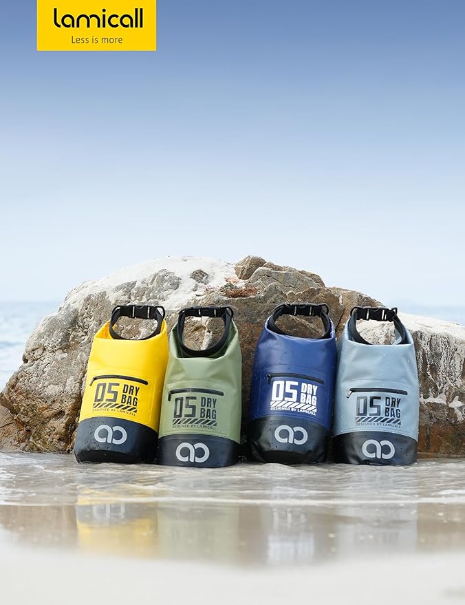 Lamicall Dry Bag Waterproof Backpack - [Zippered Pocket] 5L/10L/20L/30L/40L Roll Top Waterproof Bag with Water Proof Phone Pouch, Floatable Drybag for Swimming, Boating, Kayaking, Camping, Beach